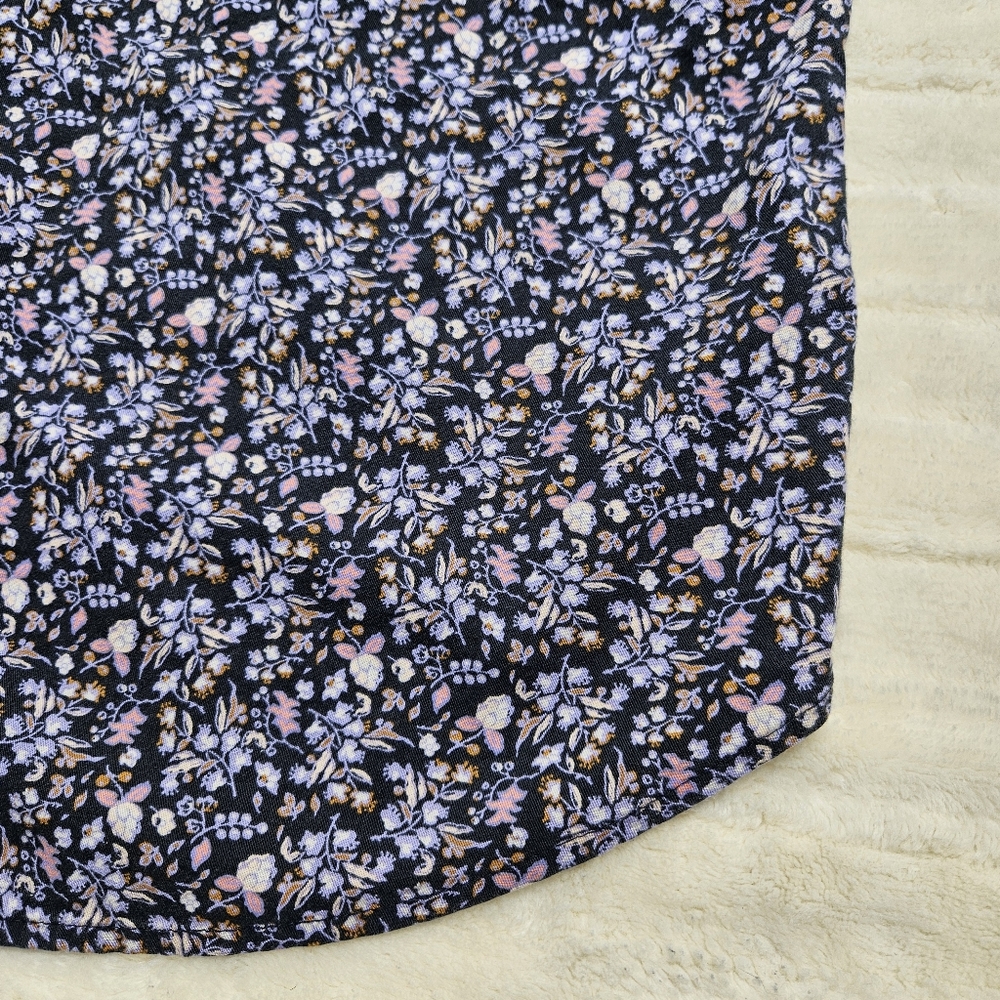 Universal Thread Navy Floral Button-Up Roll Cuff Camp Shirt Size XXL - Picture 8 of 11
